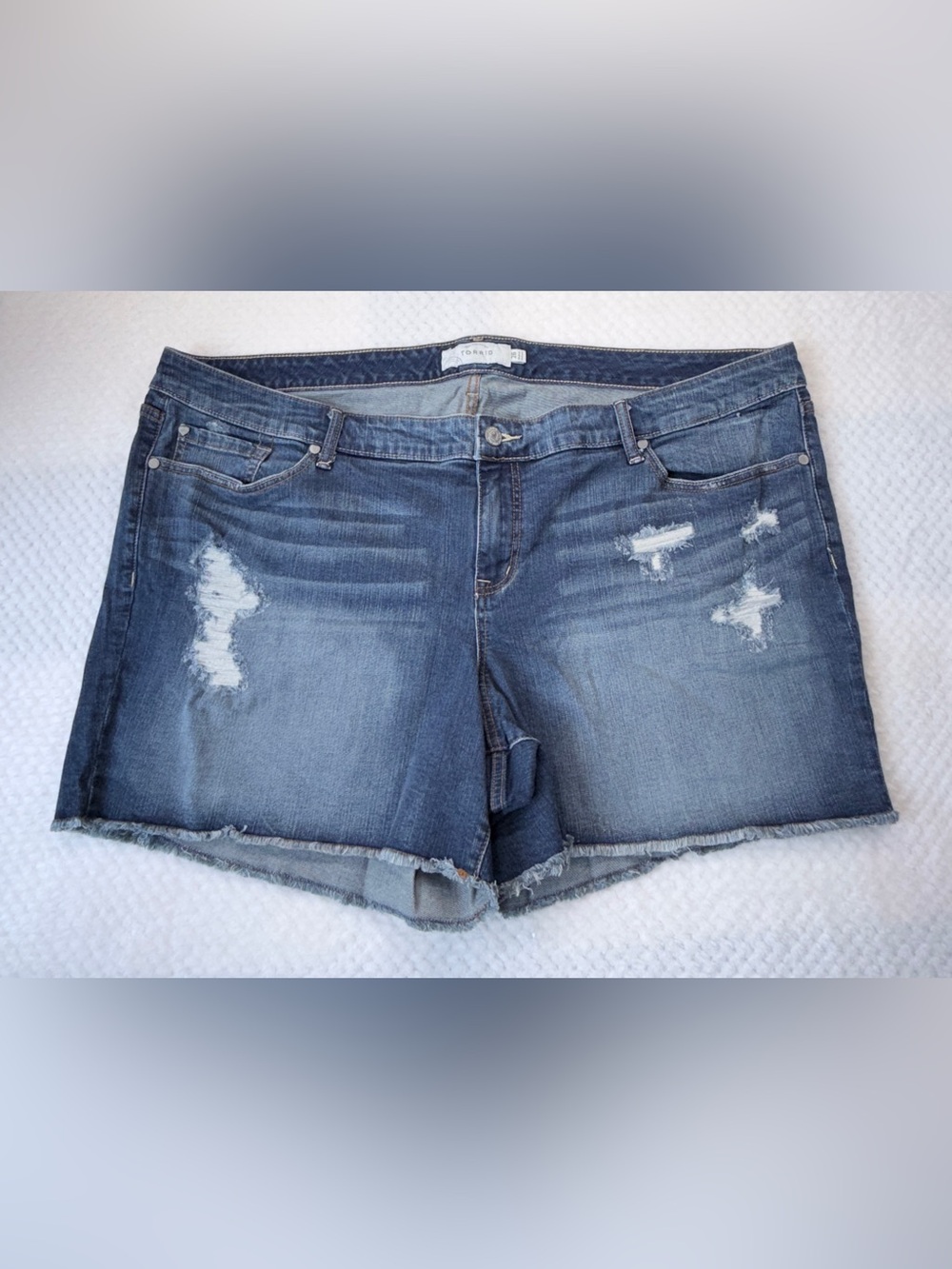 torrid Distressed Dark Blue Denim Jean Shorts